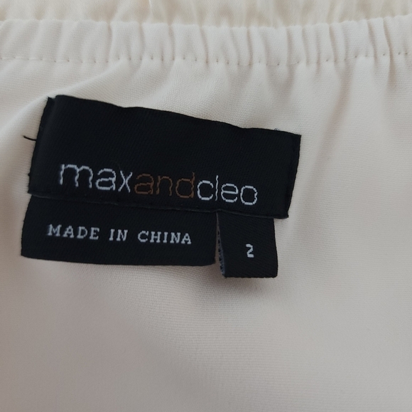 MAX AND CLEO Cream Silk Puff Sleeve Dress Size 2 - Picture 13 of 15